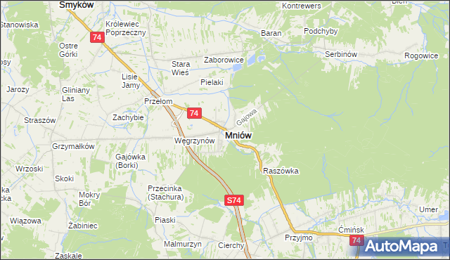 mapa Mniów, Mniów na mapie Targeo