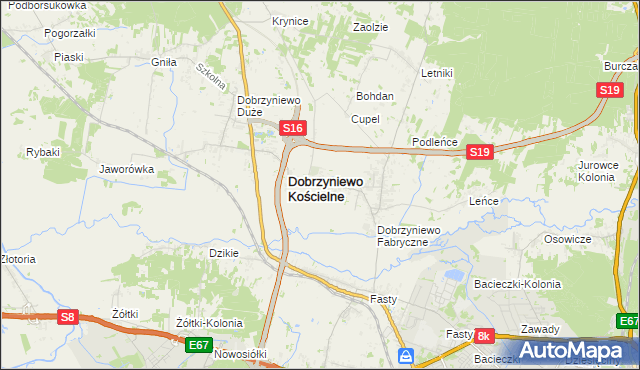 mapa Ogrodniki gmina Dobrzyniewo Duże, Ogrodniki gmina Dobrzyniewo Duże na mapie Targeo