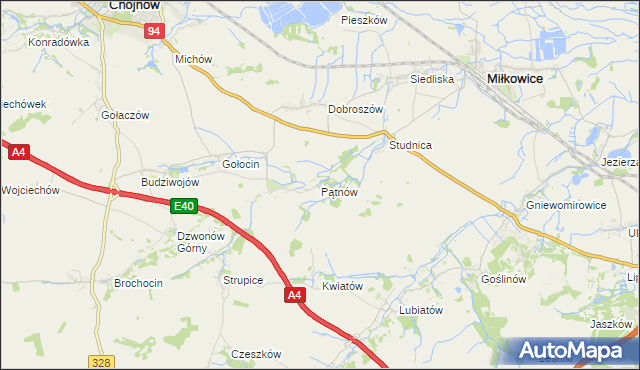 mapa Pątnów gmina Chojnów, Pątnów gmina Chojnów na mapie Targeo