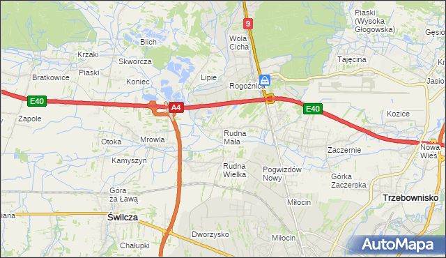 mapa Rudna Mała gmina Głogów Małopolski, Rudna Mała gmina Głogów Małopolski na mapie Targeo