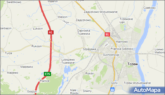 mapa Szpęgawa, Szpęgawa na mapie Targeo
