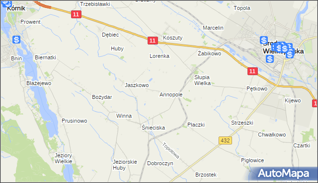 mapa Annopole gmina Środa Wielkopolska, Annopole gmina Środa Wielkopolska na mapie Targeo