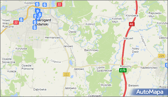 mapa Barchnowy, Barchnowy na mapie Targeo