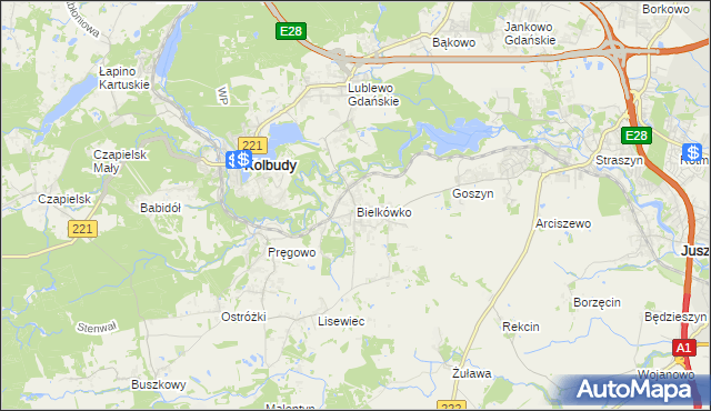 mapa Bielkówko, Bielkówko na mapie Targeo