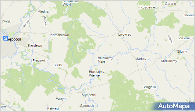 mapa Błuskajmy Małe, Błuskajmy Małe na mapie Targeo