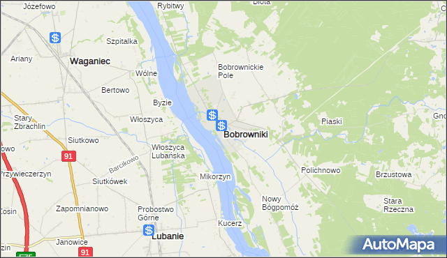 mapa Bobrowniki powiat lipnowski, Bobrowniki powiat lipnowski na mapie Targeo
