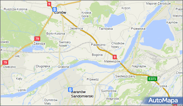 mapa Bogoria gmina Łoniów, Bogoria gmina Łoniów na mapie Targeo