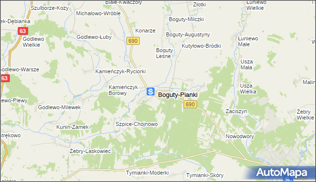 mapa Boguty-Pianki, Boguty-Pianki na mapie Targeo