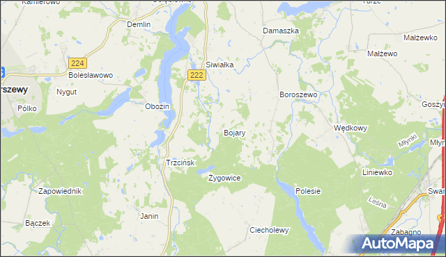 mapa Bojary gmina Tczew, Bojary gmina Tczew na mapie Targeo