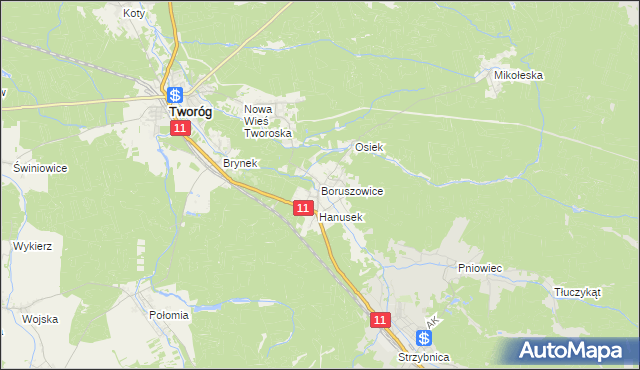 mapa Boruszowice, Boruszowice na mapie Targeo