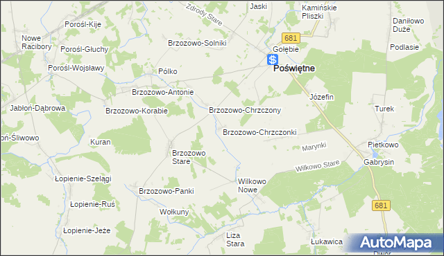 mapa Brzozowo-Chrzczonki, Brzozowo-Chrzczonki na mapie Targeo