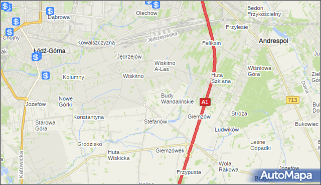 mapa Budy Wandalińskie, Budy Wandalińskie na mapie Targeo