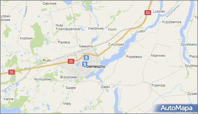 mapa Bystrzyca gmina Trzemeszno, Bystrzyca gmina Trzemeszno na mapie Targeo