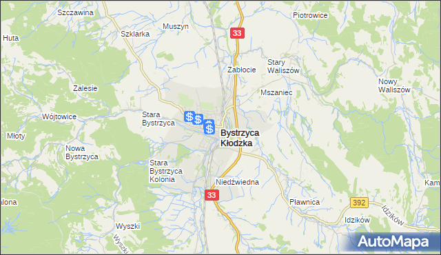 mapa Bystrzyca Kłodzka, Bystrzyca Kłodzka na mapie Targeo