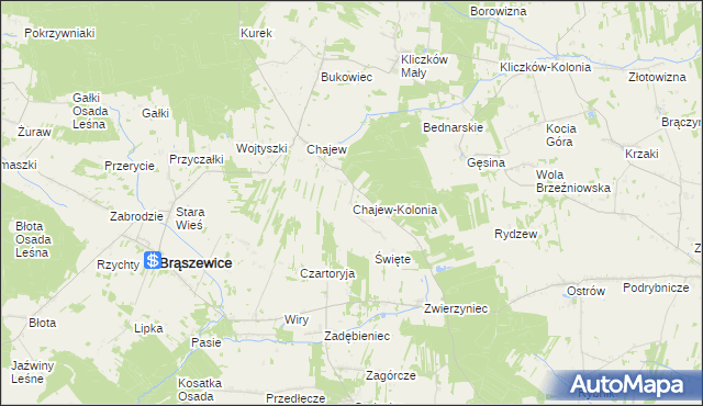 mapa Chajew-Kolonia, Chajew-Kolonia na mapie Targeo