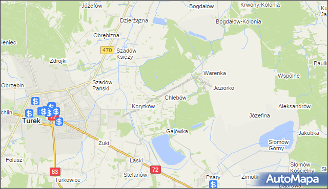 mapa Chlebów gmina Turek, Chlebów gmina Turek na mapie Targeo