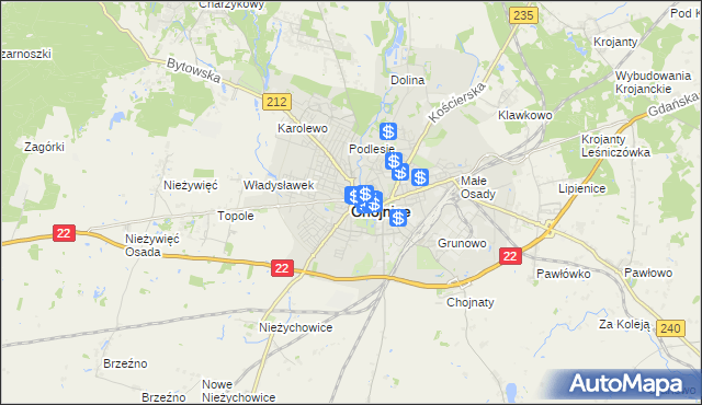 mapa Chojnic, Chojnice na mapie Targeo