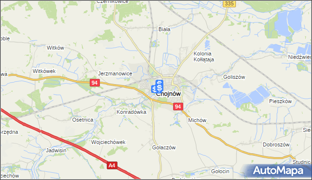 mapa Chojnów powiat legnicki, Chojnów powiat legnicki na mapie Targeo