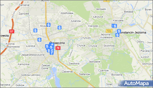 mapa Chylice gmina Piaseczno, Chylice gmina Piaseczno na mapie Targeo