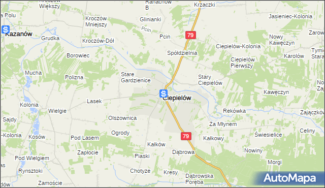 mapa Ciepielów powiat lipski, Ciepielów powiat lipski na mapie Targeo