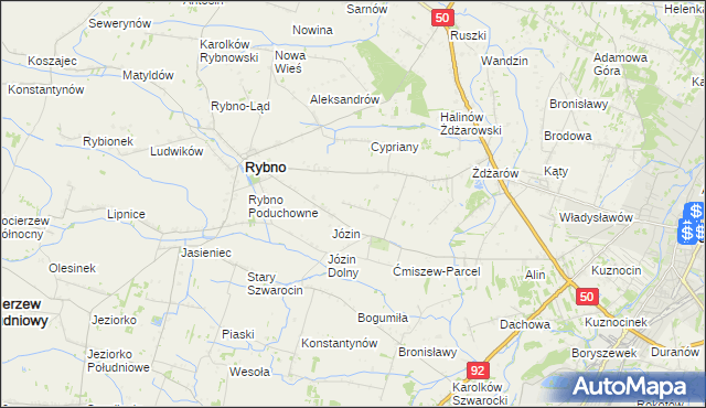 mapa Ćmiszew Rybnowski, Ćmiszew Rybnowski na mapie Targeo