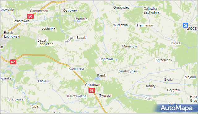 mapa Dąbrowa gmina Łochów, Dąbrowa gmina Łochów na mapie Targeo