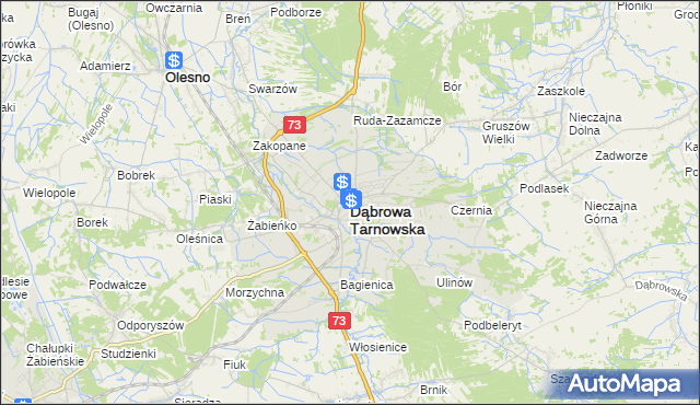 mapa Dąbrowa Tarnowska, Dąbrowa Tarnowska na mapie Targeo