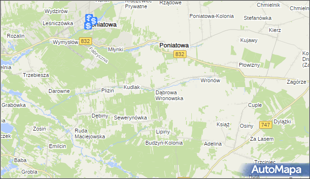 mapa Dąbrowa Wronowska, Dąbrowa Wronowska na mapie Targeo