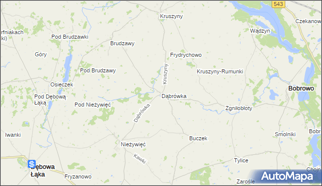 mapa Dąbrówka gmina Bobrowo, Dąbrówka gmina Bobrowo na mapie Targeo
