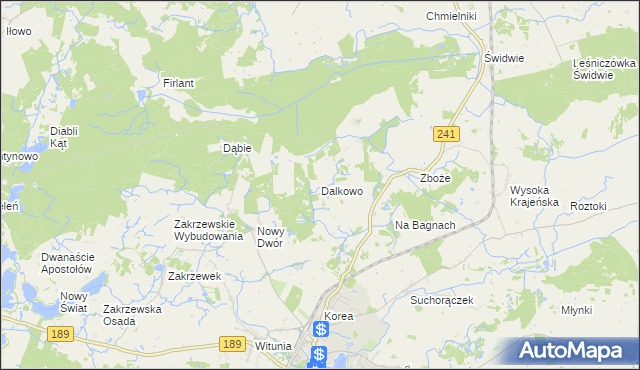 mapa Dalkowo gmina Więcbork, Dalkowo gmina Więcbork na mapie Targeo