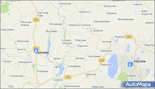 mapa Danków gmina Kleczew, Danków gmina Kleczew na mapie Targeo