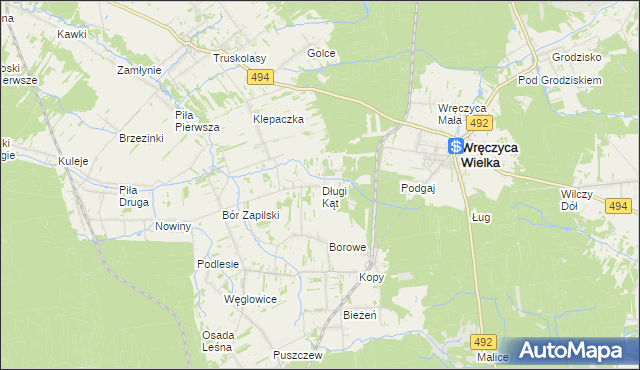 mapa Długi Kąt gmina Wręczyca Wielka, Długi Kąt gmina Wręczyca Wielka na mapie Targeo