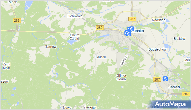 mapa Dłużek gmina Lubsko, Dłużek gmina Lubsko na mapie Targeo