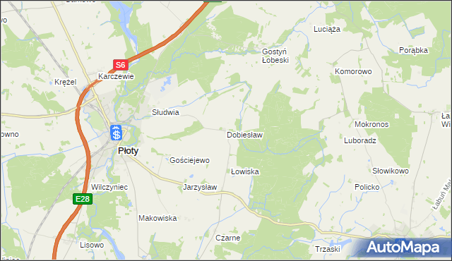 mapa Dobiesław gmina Płoty, Dobiesław gmina Płoty na mapie Targeo