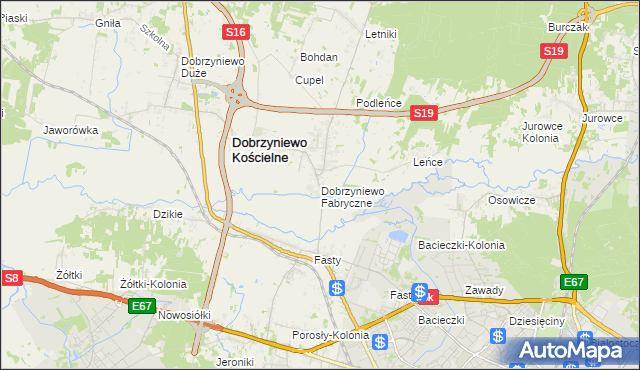 mapa Dobrzyniewo Fabryczne, Dobrzyniewo Fabryczne na mapie Targeo