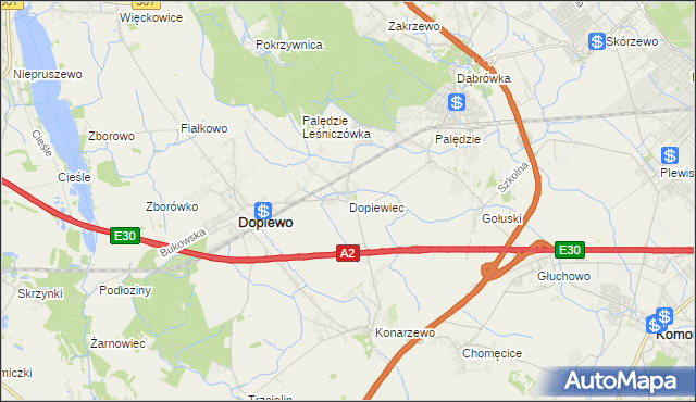 mapa Dopiewiec, Dopiewiec na mapie Targeo