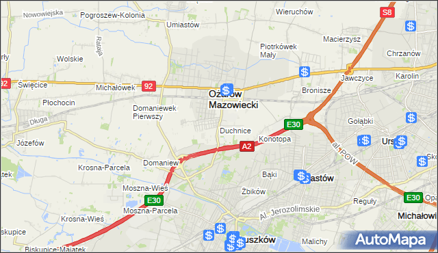 mapa Duchnice, Duchnice na mapie Targeo