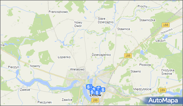 mapa Dzierzążenko, Dzierzążenko na mapie Targeo