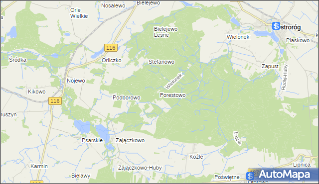 mapa Forestowo, Forestowo na mapie Targeo
