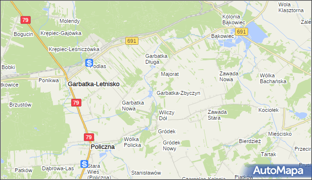 mapa Garbatka-Zbyczyn, Garbatka-Zbyczyn na mapie Targeo