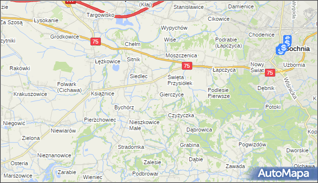 mapa Gierczyce gmina Bochnia, Gierczyce gmina Bochnia na mapie Targeo