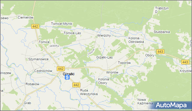 mapa Gizałki-Las, Gizałki-Las na mapie Targeo