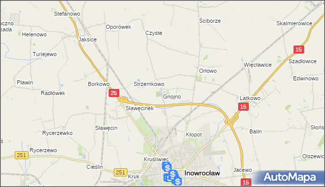 mapa Gnojno gmina Inowrocław, Gnojno gmina Inowrocław na mapie Targeo