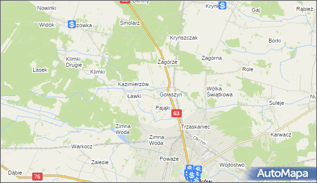 mapa Gołaszyn gmina Łuków, Gołaszyn gmina Łuków na mapie Targeo