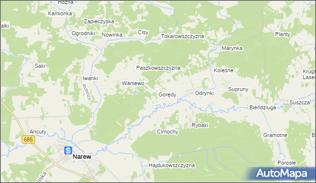 mapa Gorędy, Gorędy na mapie Targeo