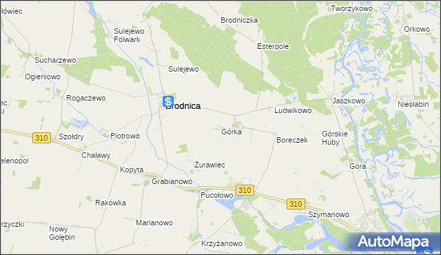 mapa Górka gmina Brodnica, Górka gmina Brodnica na mapie Targeo