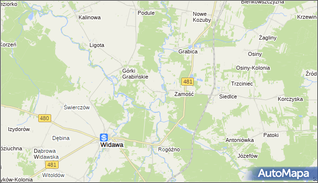 mapa Grabno gmina Sędziejowice, Grabno gmina Sędziejowice na mapie Targeo