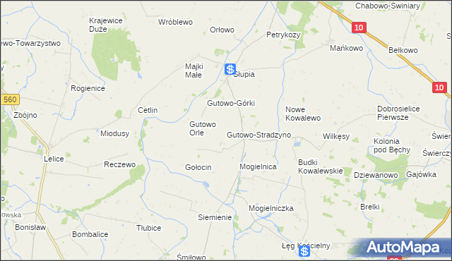 mapa Gutowo-Stradzyno, Gutowo-Stradzyno na mapie Targeo