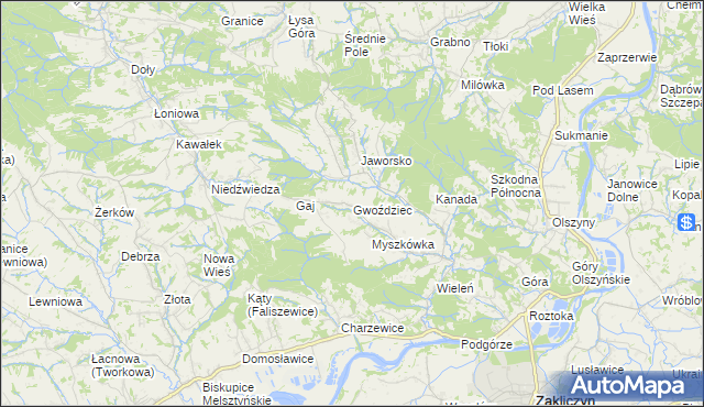 mapa Gwoździec gmina Zakliczyn, Gwoździec gmina Zakliczyn na mapie Targeo