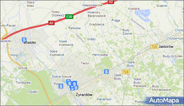 mapa Henryszew, Henryszew na mapie Targeo